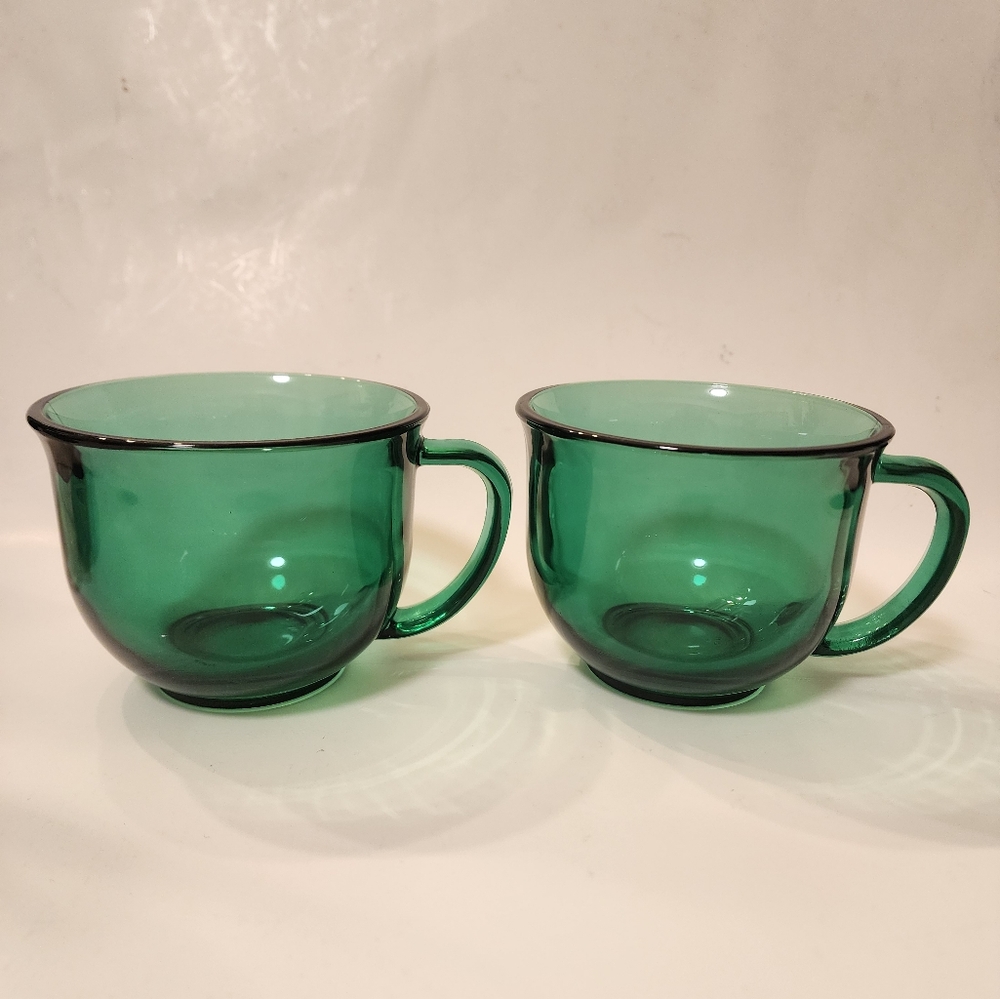 Vintage Fire King Anchor Hocking Cups Forest Green 200 ml